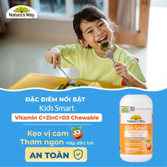 Viên nhai Nature’s Way kids smart vitamin C + Zinc + D3 75 viên- Bổ sung vitamin giúp tăng cường sức khỏe và sức đề kháng cho trẻ