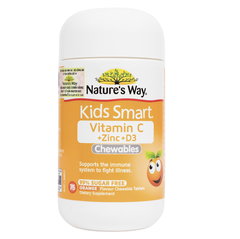 Viên nhai Nature’s Way kids smart vitamin C + Zinc + D3 75 viên- Bổ sung vitamin giúp tăng cường sức khỏe và sức đề kháng cho trẻ