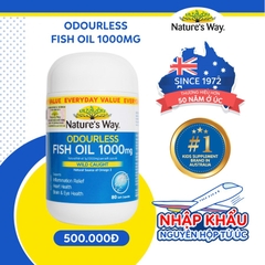 Viên uống dầu cá Nature's Way Odourless fish oil 1000mg - Dầu cá thiên nhiên không mùi (Hộp 80 viên)