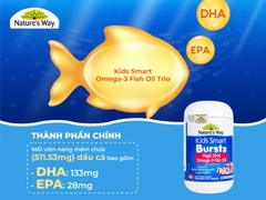 Viên nhai dầu cá ba màu Nature's Way kids smart bursts high DHA omega-3 fish Oil trio hỗ trợ tốt cho não bộ và mắt cho bé 60 viên