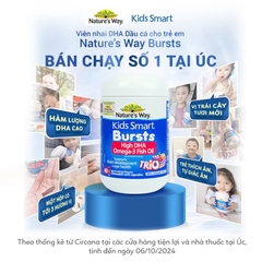 Viên nhai dầu cá ba màu Nature's Way kids smart bursts high DHA omega-3 fish Oil trio hỗ trợ tốt cho não bộ và mắt cho bé 60 viên