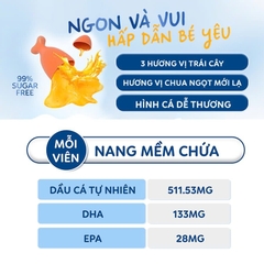 Viên nhai dầu cá ba màu Nature's Way kids smart bursts high DHA omega-3 fish Oil trio hỗ trợ tốt cho não bộ và mắt cho bé 60 viên