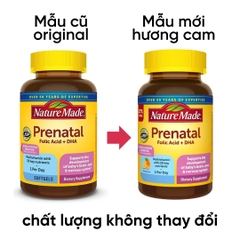 Vitamin tổng hợp cho bà bầu nature Prenatal Multivitamin Folic Acid + DHA Softgels hộp 150 viên nội địa Mỹ
