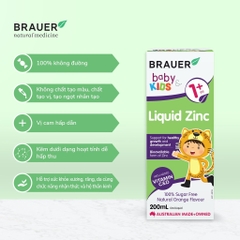 Siro bổ sung kẽm Brauer Baby Kids Liquid 200mL hỗ trợ trẻ biếng ăn cho trẻ từ 1 tuổi