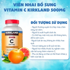 Viên nhai Vitamin C Kirkland Signature 500mg hỗ trợ làm đẹp da, tăng đề kháng 500 viên