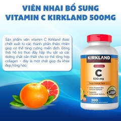 Viên nhai Vitamin C Kirkland Signature 500mg hỗ trợ làm đẹp da, tăng đề kháng 500 viên