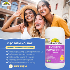 Tinh dầu hoa Anh Thảo Nature's Way evening primrose oil hỗ trợ cân bằng nội tiết tố nữ 60 viên
