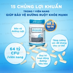 Men vi sinh Life Space Double Strength hỗ trợ tiêu hóa khỏe mạnh và hỗ trợ tăng cường sức đề kháng lọ 30 viên
