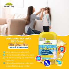 Calcium Vitamin D  Kẹo Dẻo Cho Bé Nature’s Way Kids Smart Vita Gummies hộp 60 Viên Tăng chiều cao