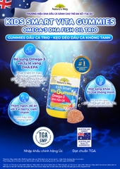 Kẹo dẻo Nature's Way Kids Smart Vita Gummies Omega-3 DHA Fish Oil hỗ trợ sức khoẻ não Và mắt cho bé 60 viên