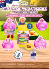 Kẹo dẻo bổ sung vitamin từ rau Nature's Way Vita Gummies Multivitamin+Vegies cho bé 60 viên bổ sung chất xơ cho bé phát triển toàn diện