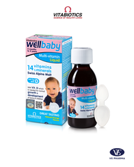 Vitabiotics Wellbaby Multi-Vitamin Liquid Chai 150ml 14 loại vitamin và khoáng chất thiết yếu cho bé