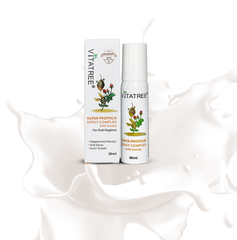 Xịt keo ong Vitatree Super Propolis Spray Complex With Manuka 15+ hỗ trợ giảm ho chai 30ml