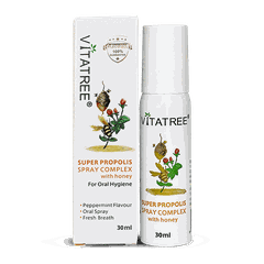 Xịt keo ong Vitatree Super Propolis Spray Complex With Manuka 15+ hỗ trợ giảm ho chai 30ml