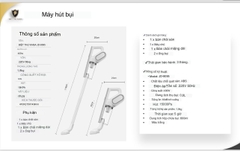 Máy hút bụi trắng cầm tay kaisa villa cho gia đình lực hút lớn, tiếng ồn thấp, siêu tiện lợi