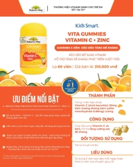 Kẹo Dẻo Nature's Way Kids Smart Vita Gummies Vitamin C+ ZinC – Bổ sung kẽm và vitamin C tăng sức đề kháng cho trẻ