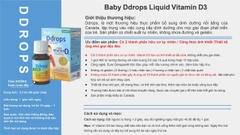 Baby Ddrops Liquid Vitamin D3 400 IU bổ sung vitamin d3 cho trẻ sơ sinh và trẻ nhỏ dạng giọt 15 ngày -t1 tuổi