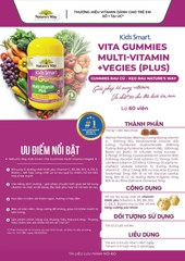 Kẹo dẻo bổ sung vitamin từ rau Nature's Way Vita Gummies Multivitamin+Vegies cho bé 60 viên bổ sung chất xơ cho bé phát triển toàn diện