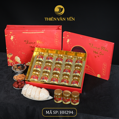 Hộp quà tặng 15 hũ - Tổ yến chưng đông trùng 1G/ 3G/ 9G - Đỏ Hoa Sen - Thiên Vân Yến