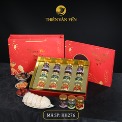 Hộp Quà Tặng 12 Hũ - Mix 3 Vị 9G (4ĐT, 4ĐP, 4SF) - Đỏ Hoa Sen - Thiên Vân Yến