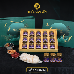 Hộp quà tặng 15 hũ - Thiên Vân Yến - Tổ yến chưng Tía tô đất Saffron 9g - Xanh