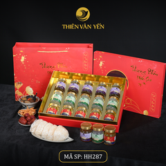 Hộp Quà Tặng 15 Hũ - Mix 3 Vị 3G (5ĐT, 5ĐP, 5SF) - Đỏ Hoa Sen - Thiên Vân Yến