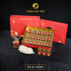 Hộp quà tặng 15 hũ - Tổ yến chưng đông trùng 1G/ 3G/ 9G - Đỏ Hoa Sen - Thiên Vân Yến