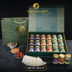 Hộp quà tặng 18 hũ 9g, mix 3 vị ( 6ĐP, 6ĐT, 6SF) - Hoàng gia - Thiên Vân Yến