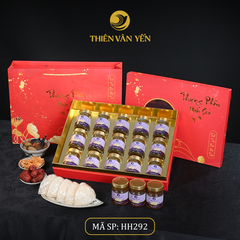 Hộp Quà Tặng 15 Hũ - Tổ Yến Chưng Saffron Tía Tô Đất 3G/ 9G - Đỏ Hoa Sen - Thiên Vân Yến