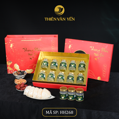 Hộp Quà Tặng 10 Hũ - Tổ Yến Chưng Đường Phèn 1G/ 3G/ 9G - Đỏ Hoa Sen - Thiên Vân Yến