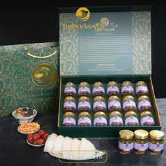 Hộp quà tặng 18 hũ - Tổ yến chưng Saffron Tía Tô Đất 3G/ 9G - Hoàng gia - Thiên Vân Yến