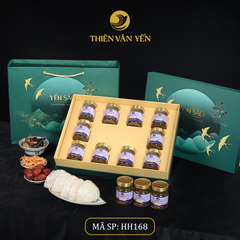 Hộp quà tặng 10 hũ - Tổ yến chưng Saffron Tía Tô Đất 3G/ 9G - Bầu trời xanh - Thiên Vân Yến