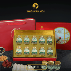 Hộp quà tặng 10 hũ - Tổ yến chưng đường phèn 1G/ 3G/ 9G - Đỏ Thiên Sơn - Thiên Vân Yến