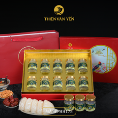 Hộp quà tặng 10 hũ - Tổ yến chưng đường phèn 1G/ 3G/ 9G - Đỏ Thiên Sơn - Thiên Vân Yến