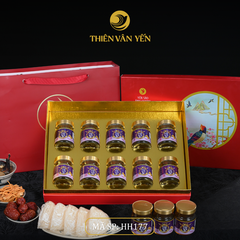 Hộp quà tặng 10 hũ - Tổ yến chưng Saffron Tía Tô Đất 3G/ 9G - Đỏ Thiên Sơn - Thiên Vân Yến