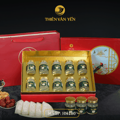 Hộp quà tặng 10 hũ - Tổ yến chưng đường phèn 1G/ 3G/ 9G - Đỏ Thiên Sơn - Thiên Vân Yến