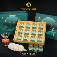 Hộp quà tặng 12 hũ - Thiên Vân Yến - Tổ yến chưng đường phèn 3g - Xanh