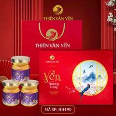Hộp Quà Tặng 12 Hũ - Tổ Yến Chưng Saffron Tía Tô Đất 3G/ 9G - Đỏ Thiên Sơn - Thiên Vân Yến