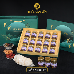 Hộp quà tặng 15 hũ - Thiên Vân Yến - Tổ yến chưng Tía tô đất Saffron 3g - Xanh