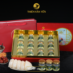 Hộp quà tặng 12 hũ - Tổ yến chưng đường phèn 1G/ 3G/ 9G - Đỏ Thiên Sơn - Thiên Vân Yến