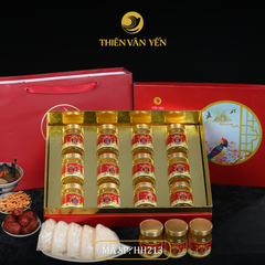 Hộp quà tặng 12 hũ - Tổ yến chưng đông trùng 1G/ 3G/ 9G - Đỏ Thiên Sơn - Thiên Vân Yến