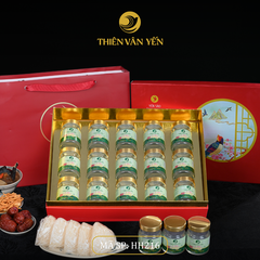 Hộp quà tặng 15 hũ - Tổ yến chưng đường phèn 1G/ 3G/ 9G - Đỏ Thiên Sơn - Thiên Vân Yến