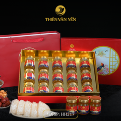 Hộp quà tặng 15 hũ - Tổ yến chưng đông trùng 1G/ 3G/ 9G - Đỏ Thiên Sơn - Thiên Vân Yến