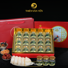 Hộp quà tặng 15 hũ - Tổ yến chưng đường phèn 1G/ 3G/ 9G - Đỏ Thiên Sơn - Thiên Vân Yến