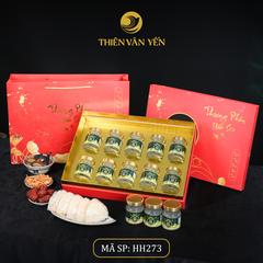 Hộp Quà Tặng 10 Hũ - Tổ Yến Chưng Đường Phèn 1G/ 3G/ 9G - Đỏ Hoa Sen - Thiên Vân Yến