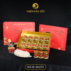 Hộp Quà Tặng 10 Hũ - Tổ Yến Chưng Đông Trùng 1G/ 3G/ 9G - Đỏ Hoa Sen - Thiên Vân Yến