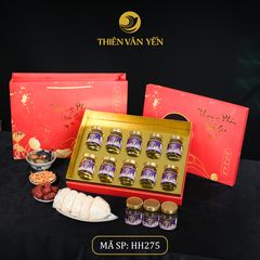 Hộp Quà Tặng 10 Hũ - Tổ Yến Chưng Saffron Tía Tô Đất 3G/ 9G - Đỏ Hoa Sen - Thiên Vân Yến