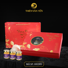 Hộp Quà Tặng 12 Hũ - Tổ Yến Chưng Saffron Tía Tô Đất 3g/ 9g - Đỏ Hoa Sen - Thiên Vân Yến