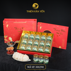 Hộp Quà Tặng 15 Hũ - Tổ Yến Chưng Đường Phèn 1G/ 3G/ 9G - Đỏ Hoa Sen - Thiên Vân Yến