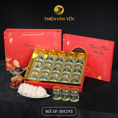 Hộp Quà Tặng 15 Hũ - Tổ Yến Chưng Đường Phèn 1G/ 3G/ 9G - Đỏ Hoa Sen - Thiên Vân Yến